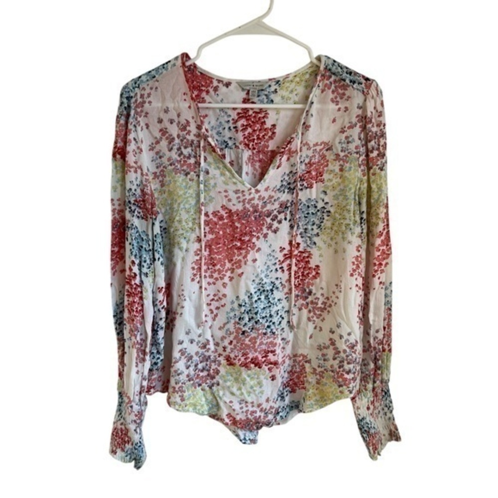 Lucky Brand Watercolor Peasant Blouse Medium